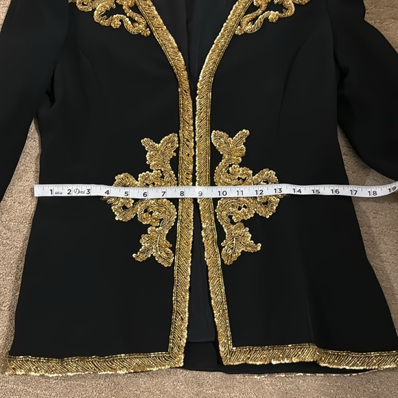 Victor Costa Vintage Black Gold Sequins Seed Beaded Luxurious Designer Jacket 8 - Picture 15 of 17